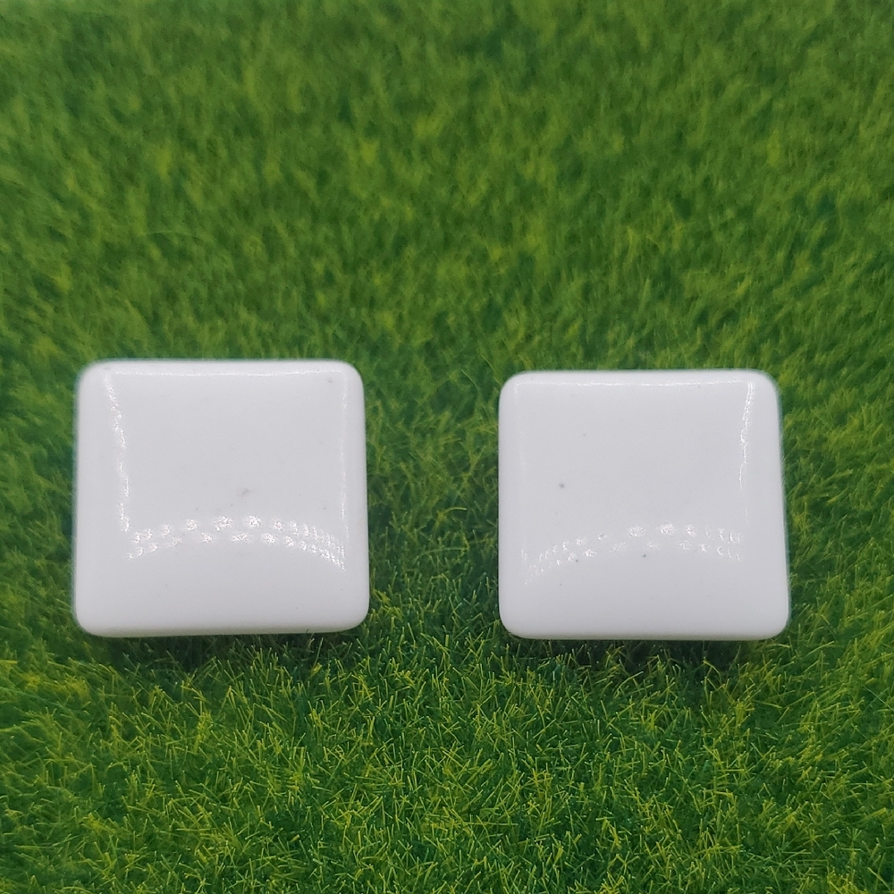 White Square Stud Earrings E1032 - image 1